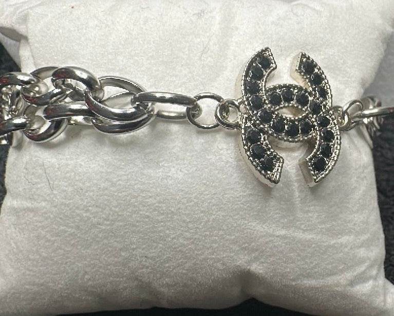 38- Upcycled Black Pendant Bracelet