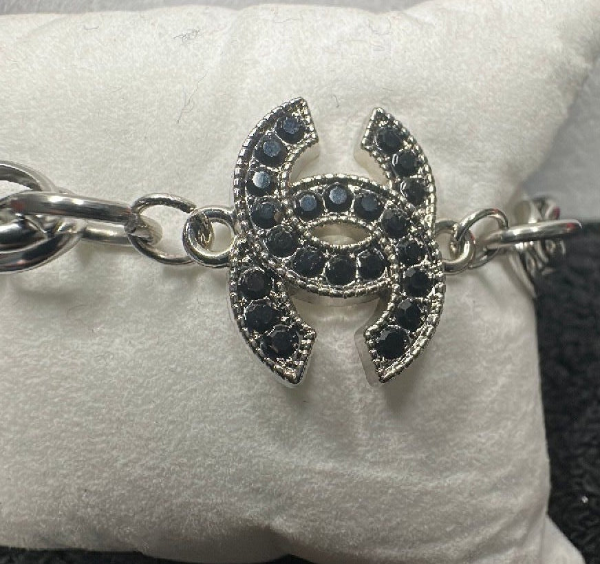 38- Upcycled Black Pendant Bracelet