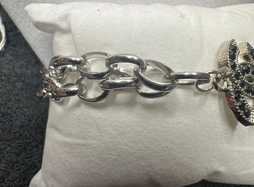38- Upcycled Black Pendant Bracelet