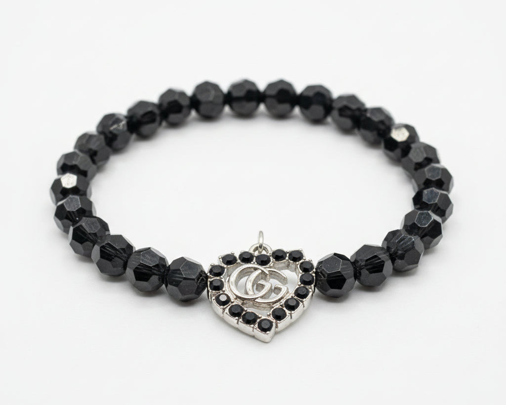 39- Upcycled Black Heart Bracelet