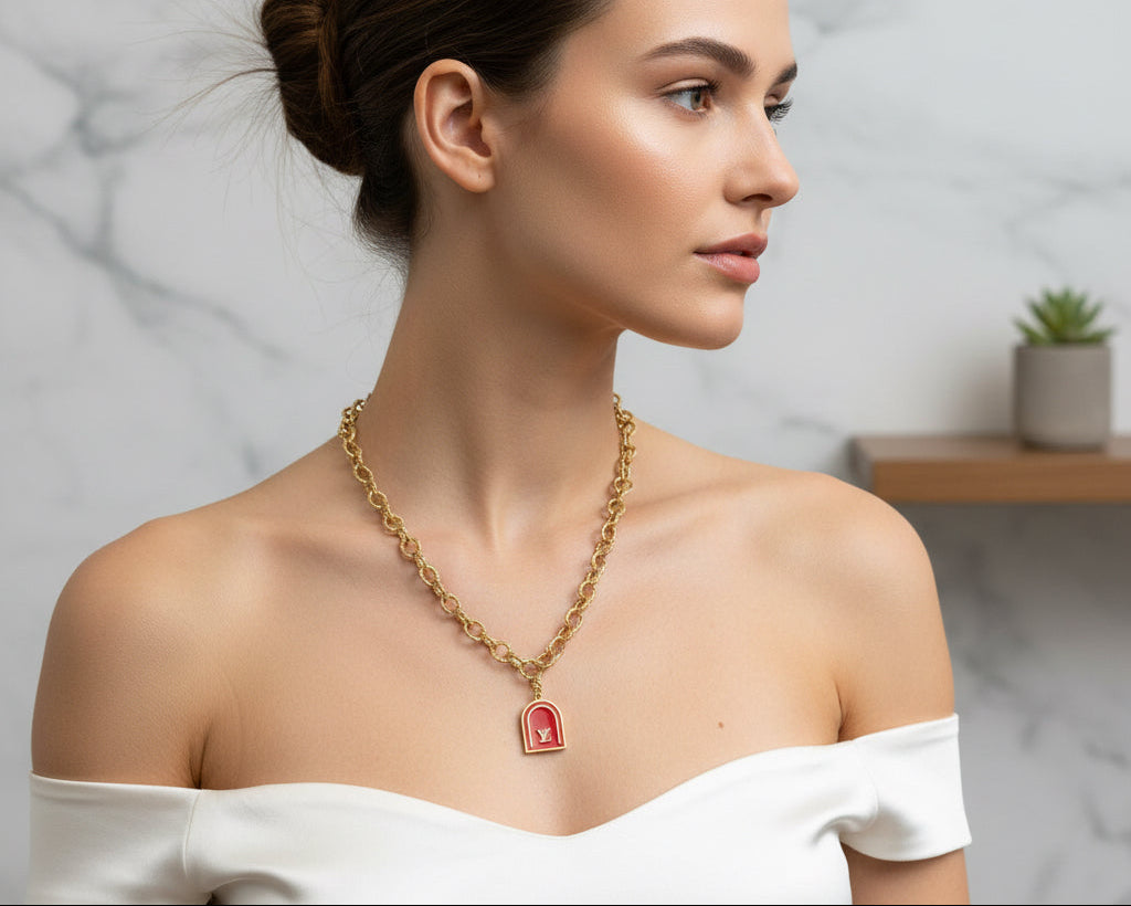 330 - Upcycled Gold Pendant Necklace