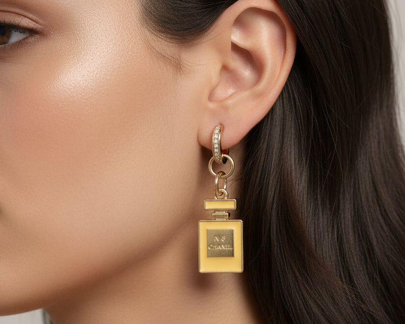 401- Yellow Perfume Bottle Earrings
