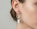 403- Upcycled Silver Lock Hoop Earrings