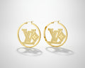 408- Upcycled Gold Hoop Earrings with Cream Center