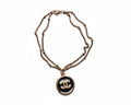 94 - Upcycled Rose Gold Round Black Pendant Bracelet