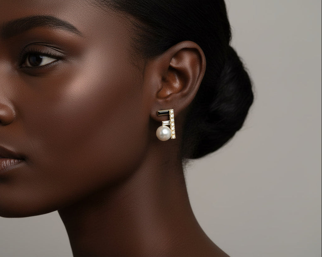 426 - Upcycled Gold Pearl Earrings