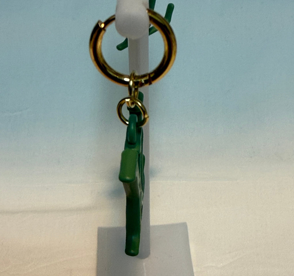 435 - Gold Green Huggy Earrings