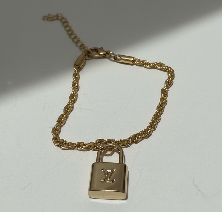 47- Upcycled Gold Lock Bracelet