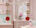 423 - Upcycled Gold Earrings with Clear Rhinestones and Pink Skittles