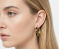 453 - Upcycled Gold Hoop Earrings with Black Accent