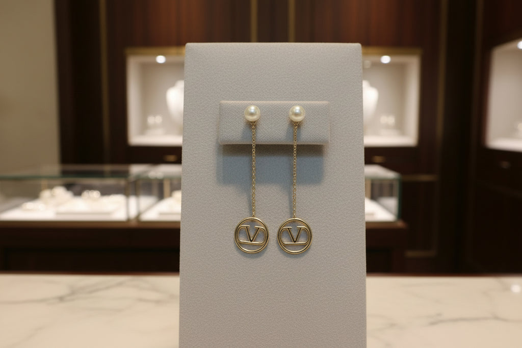 448 - Upcycled Gold Pendant Dangle Earrings