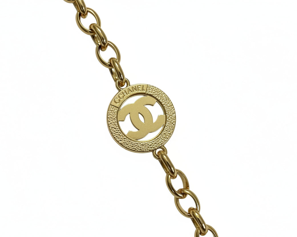 80 - Upcycled Gold Pendant Bracelet with Pearl Accents