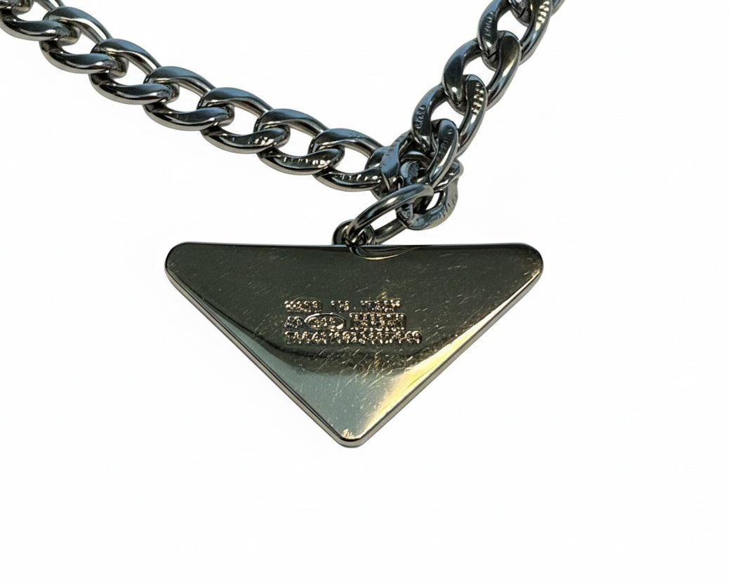 77 - Upcycled Silver Mint Green Triangle Pendant Bracelet