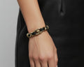 35- Gold and Black Faux Leather Bracelet