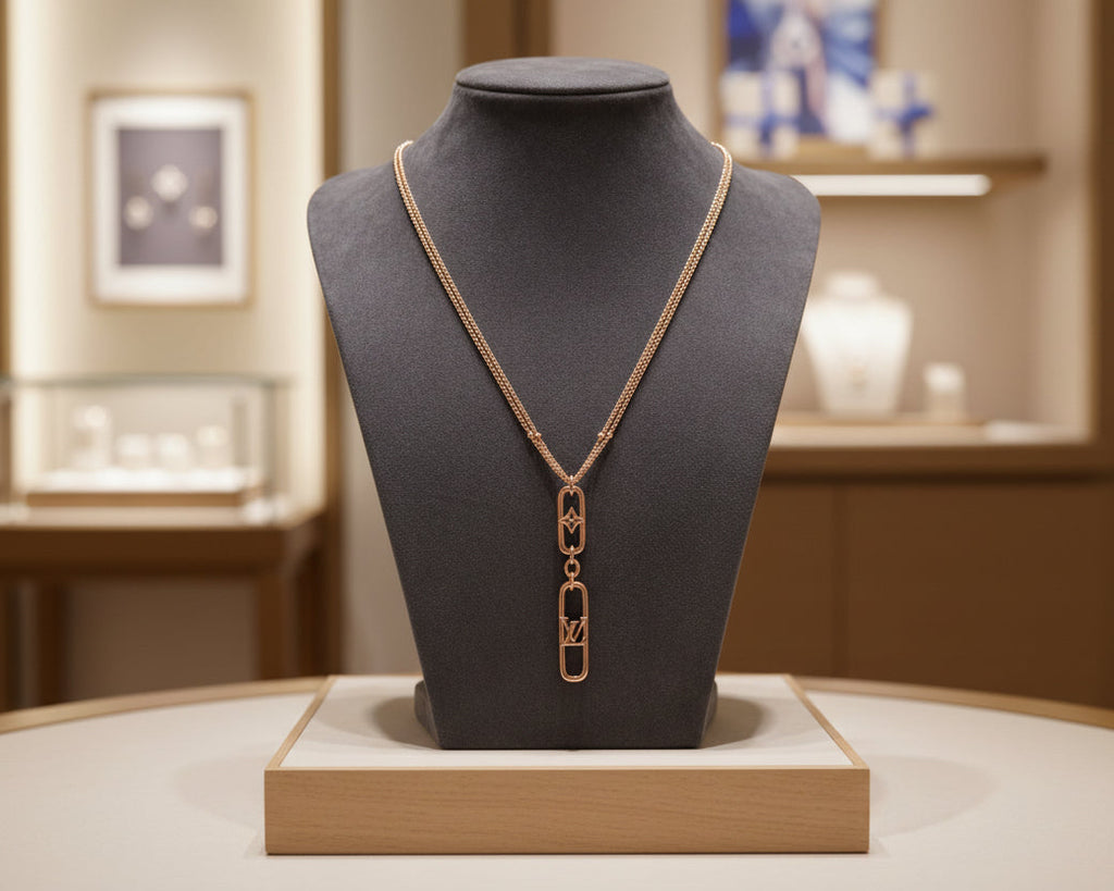 198- Rose Gold Double Chain/Charm Necklace