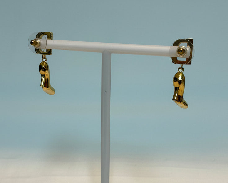 422 - Upcycled Gold High Heel Earrings