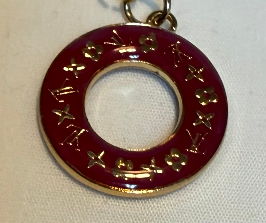 438 - Upcycled Gold Maroon Donut Huggy Earrings