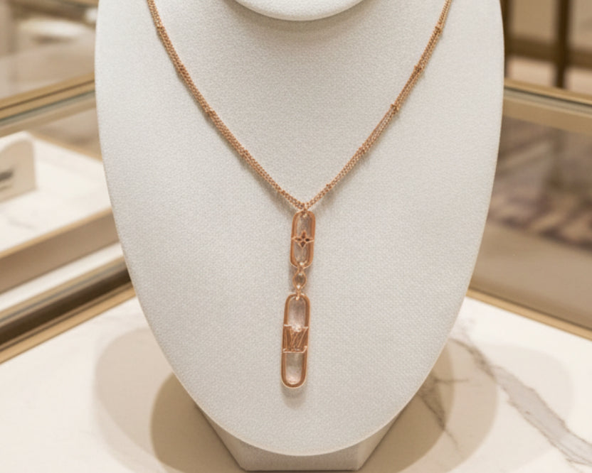 198- Rose Gold Double Chain/Charm Necklace