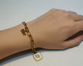 74 - Upcycled Gold White Pendant Bracelet