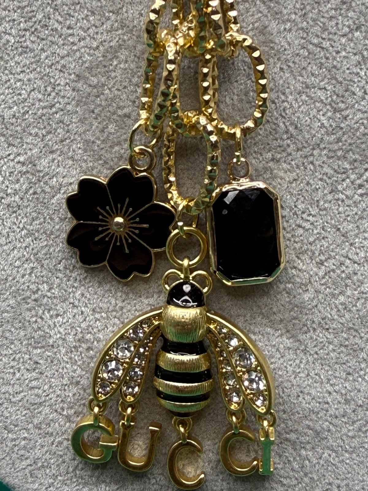 106 - Upcycled Gold  Bee Necklace