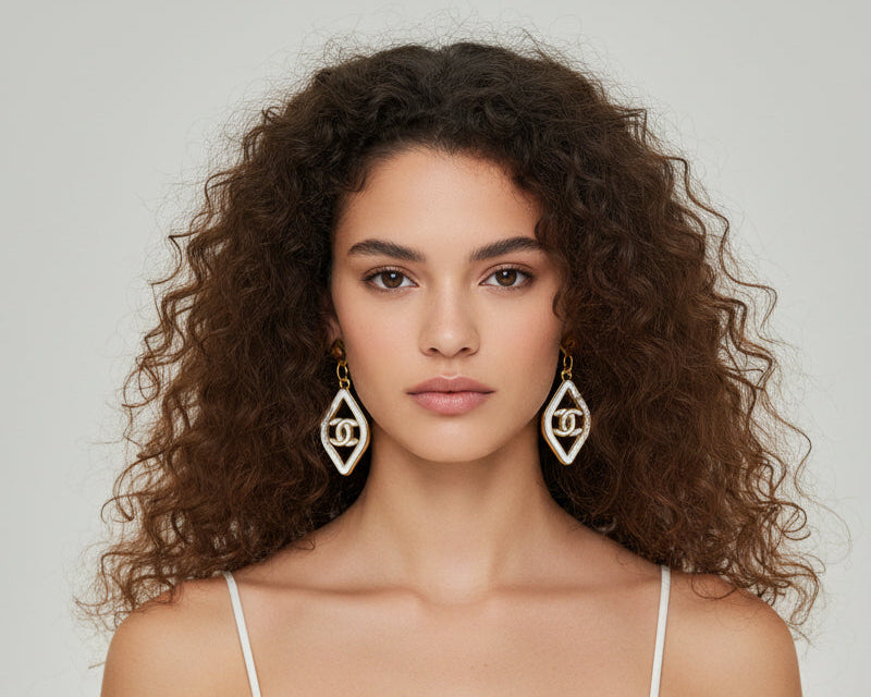 418 - Upcycled White and Gold Earrings