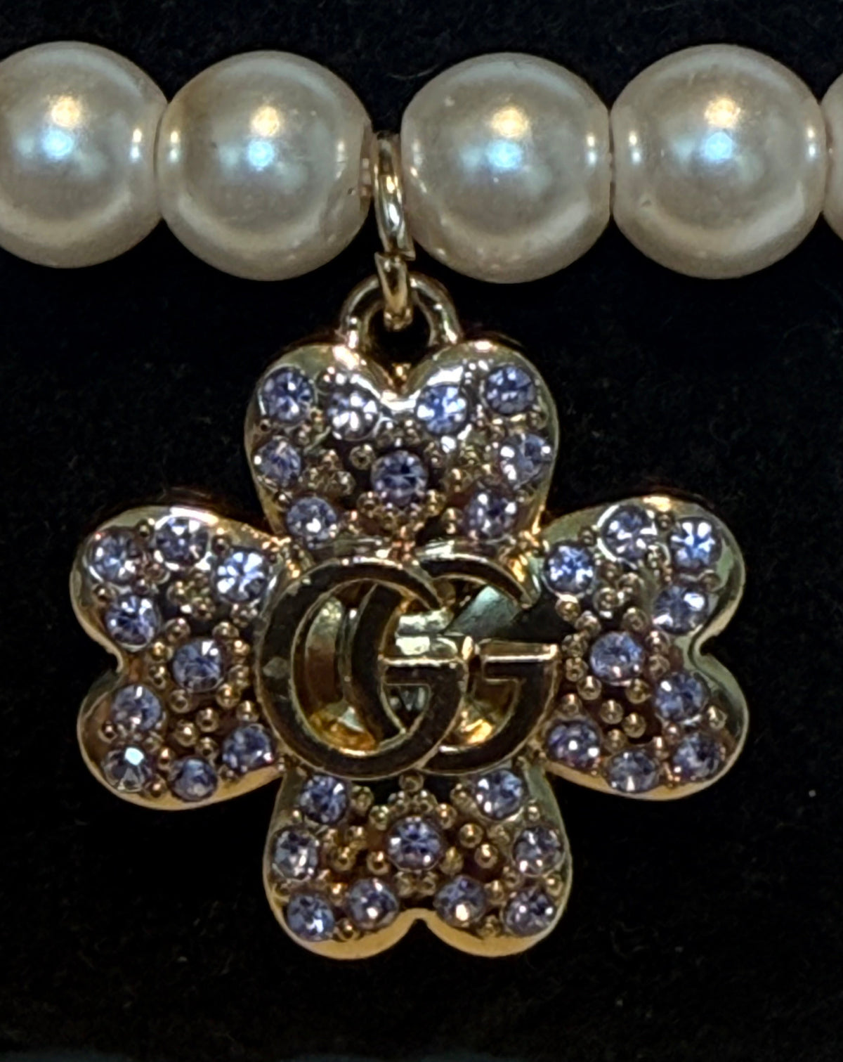 59- Upcycled Clover Bracelet with Purple Rhinestones