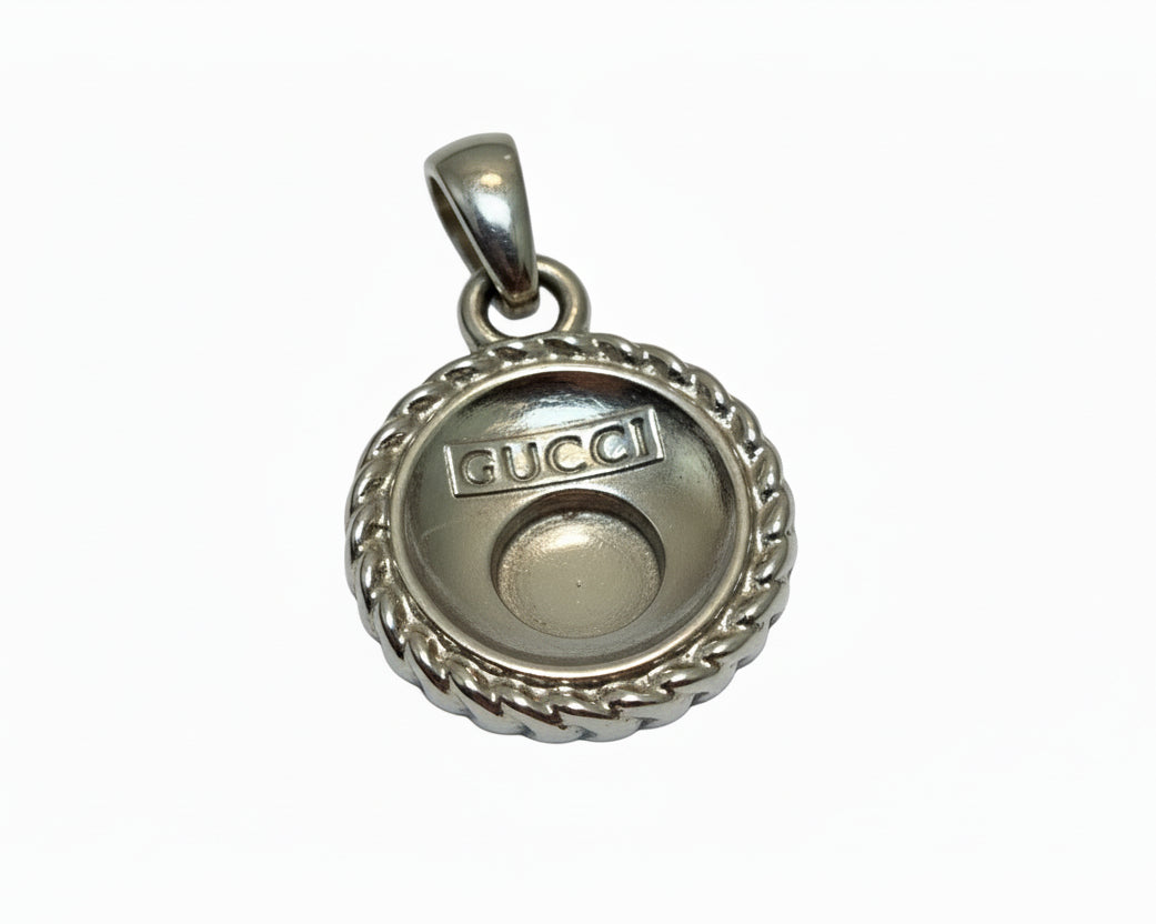258 - Upcycled Silver Pink Circle Pendant Necklace