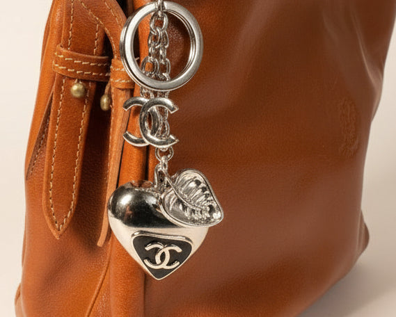 714- Upcycled Silver Heart Pendant Bag Charm