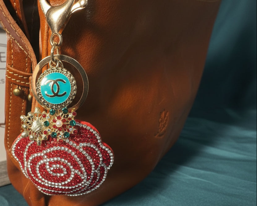 715- Upcycled Green Pendant Bag Charm