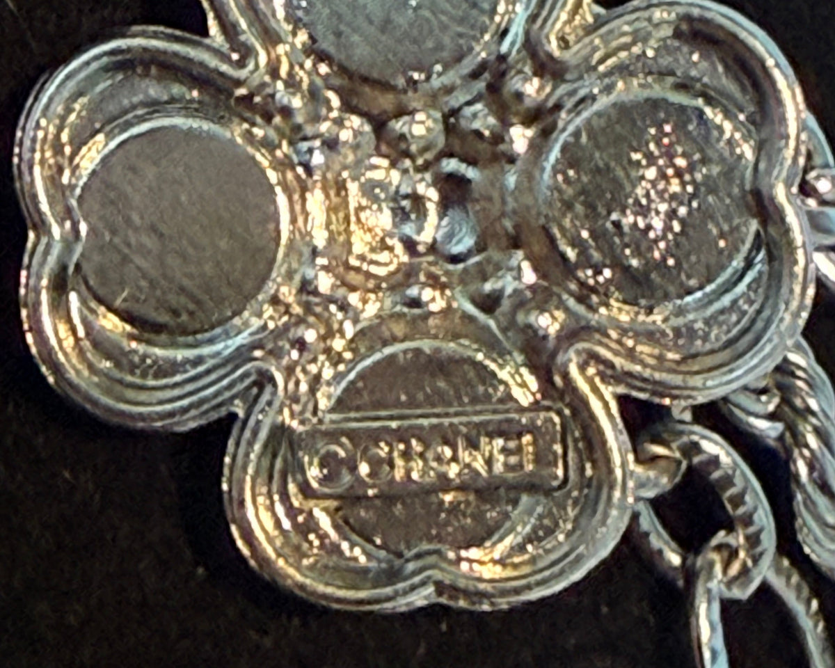 20 - Upcycled Silver Triple Chain Pearl Clover Bracelet