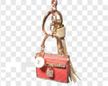 735- Upcycled White Skittle with Pink Purse Bag Charm