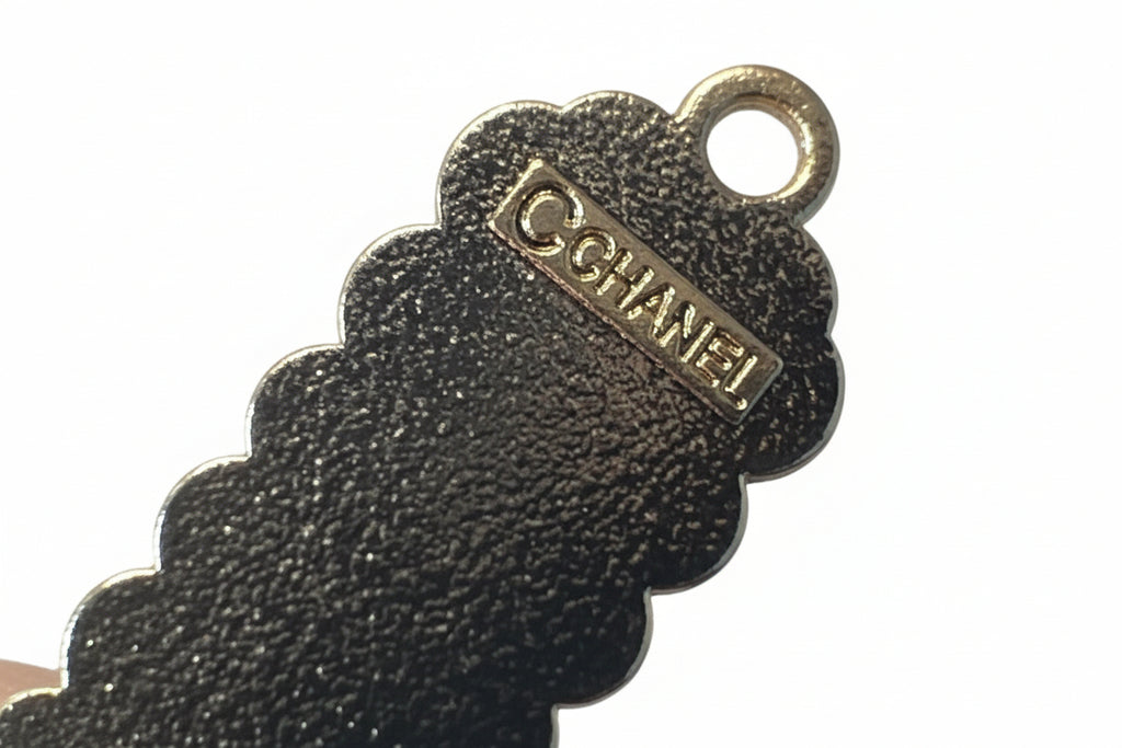 736- Upcycled White and Gold Pendant with Pink Suitcase Charm Bag Charm