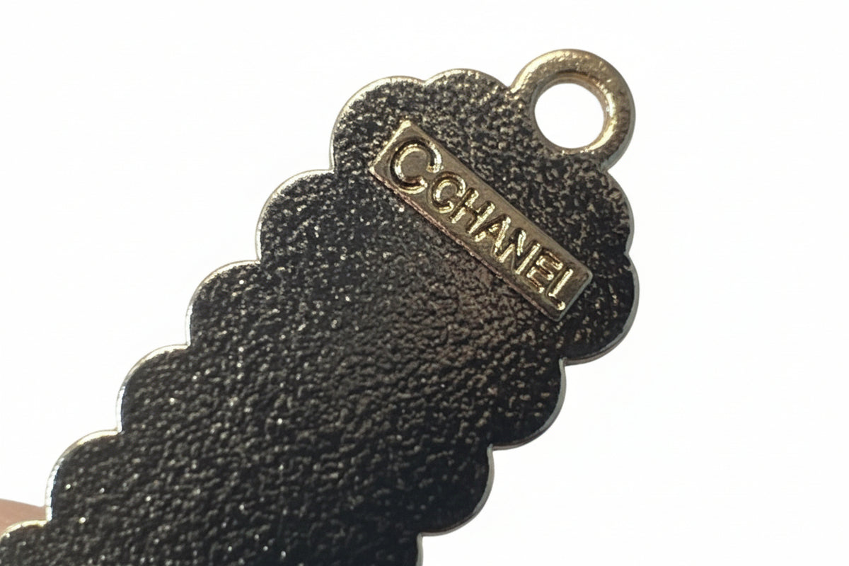 736- Upcycled White and Gold Pendant with Pink Suitcase Charm Bag Charm