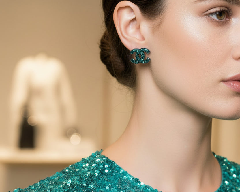 413 - Upcycled Turquoise Stud Earrings
