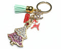 739- Upcycled Gold Pendant with Purple Rhinestones Christmas Bag Charm