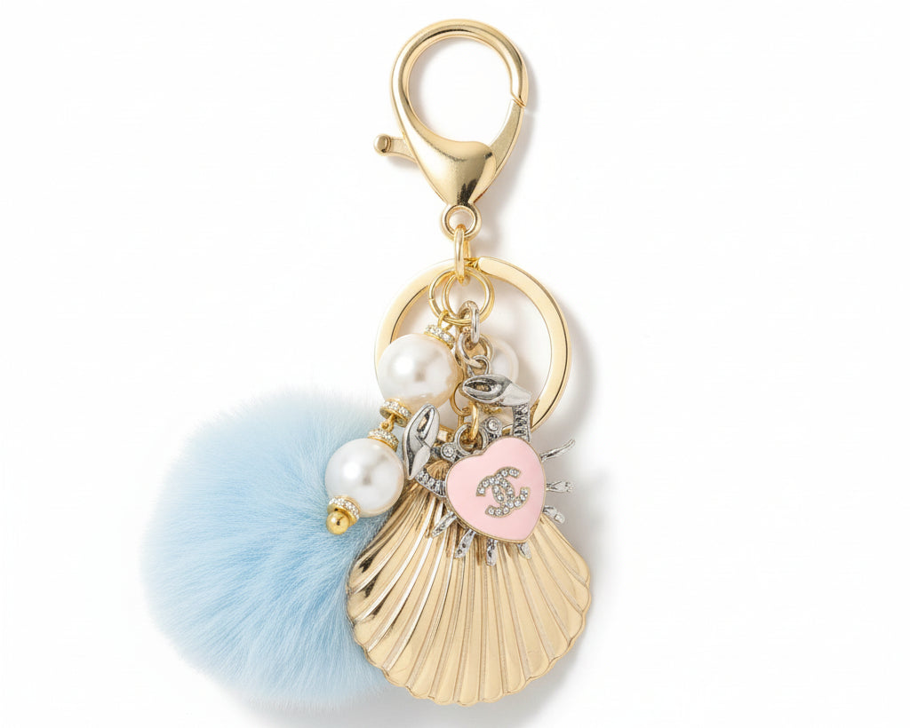 742- Upcycled Pink Crab Pendant Bag Charm