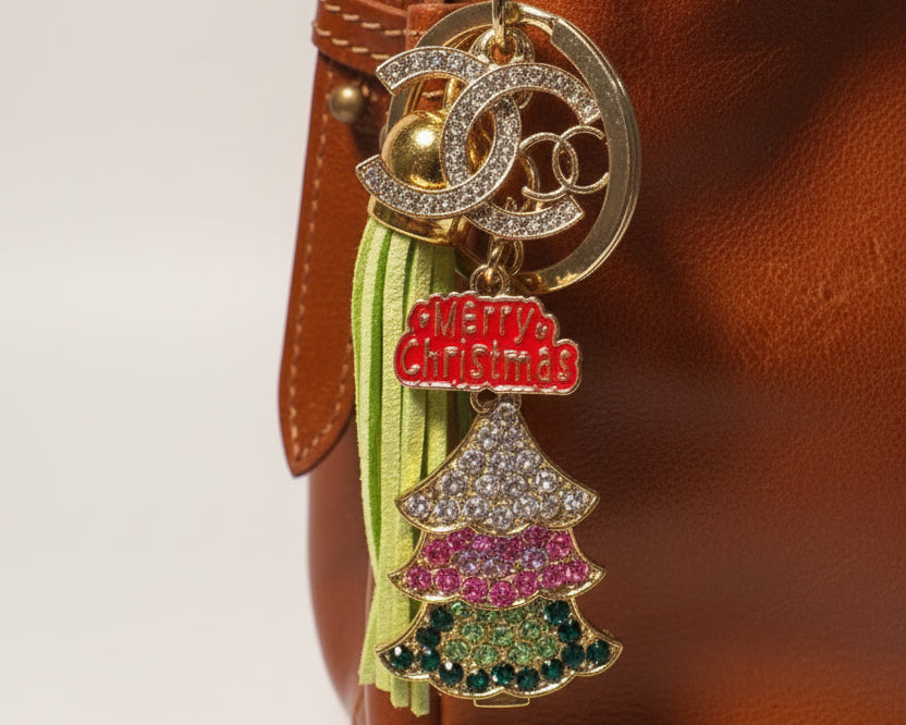 743- Upcycled Red Pendant Christmas Bag Charm