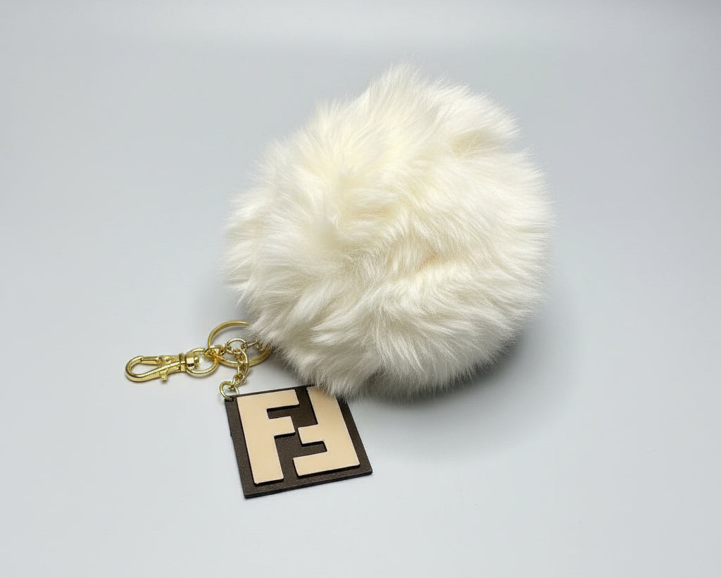 749- Bag Charm with White Pompom
