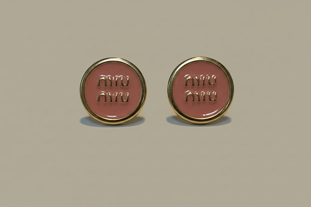 471 - Upcycled Gold Stud Earrings with Pink Accents
