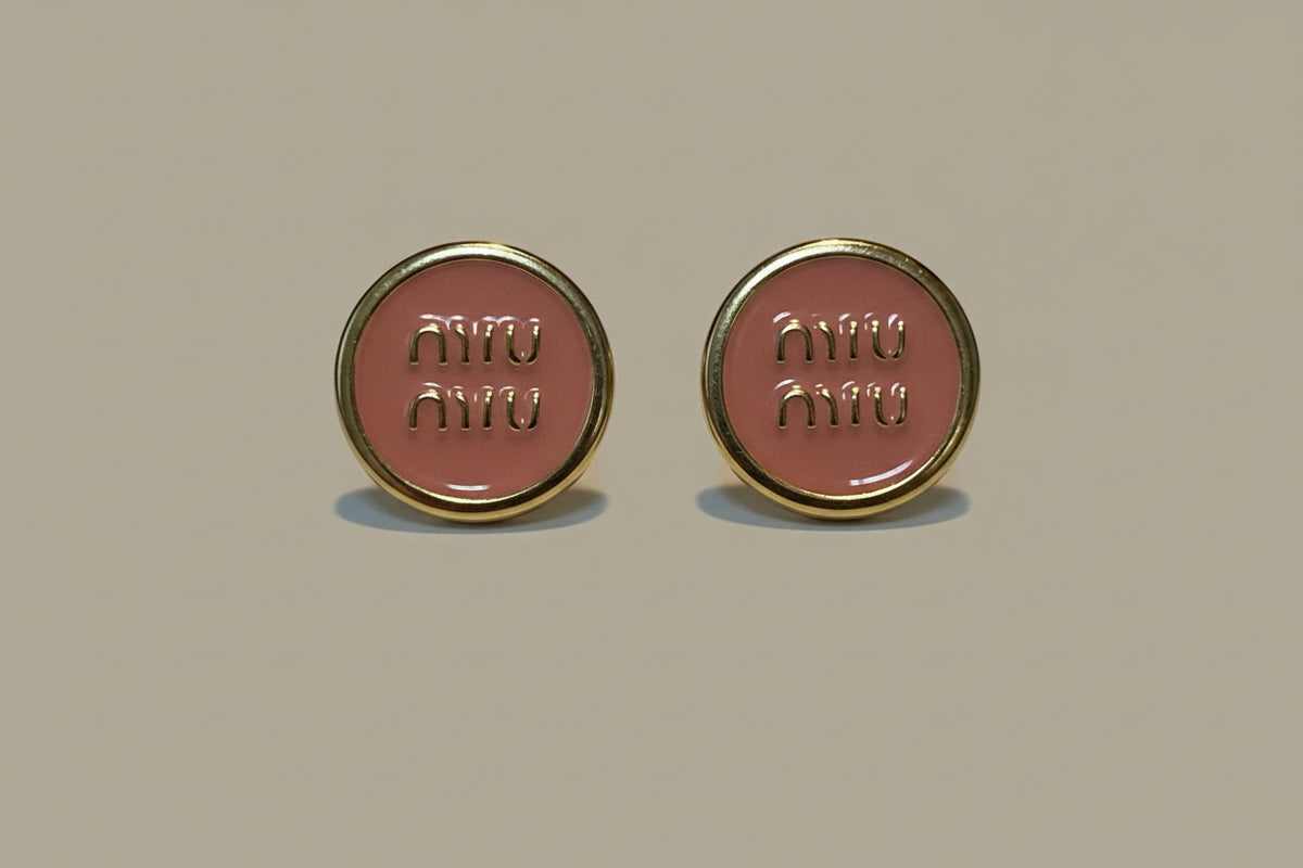 471 - Upcycled Gold Stud Earrings with Pink Accents