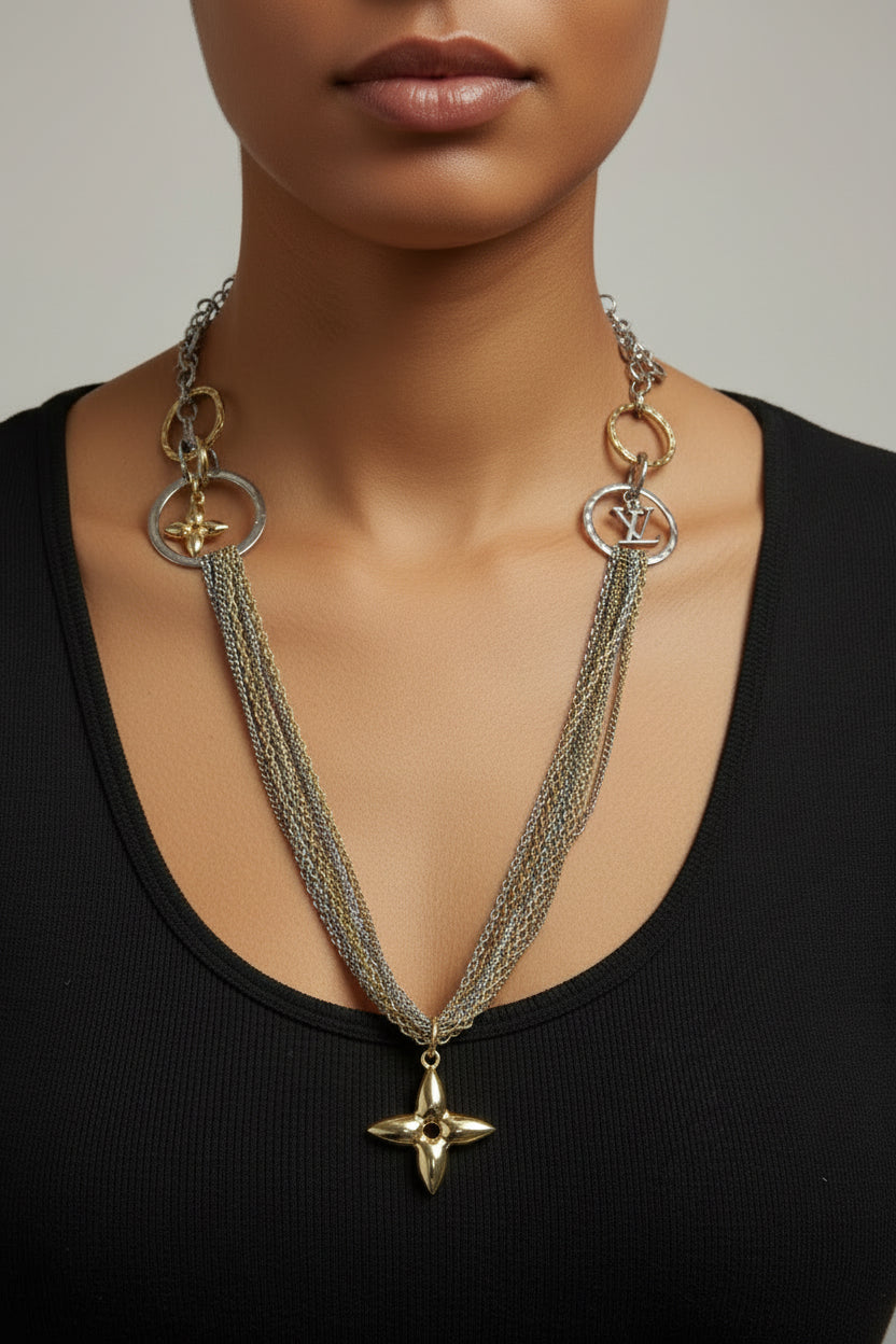 333 - Upcycled Multi Metal Star Necklace