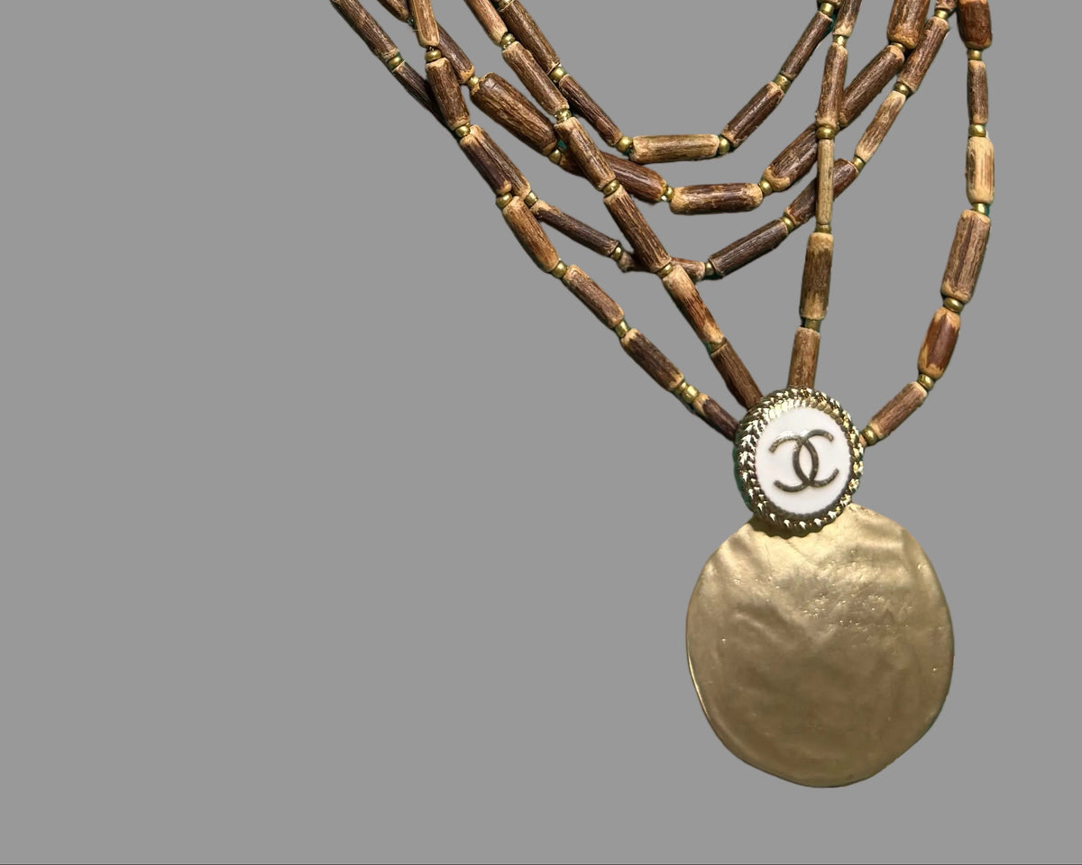 331- Upcycled Faux Leather Pendant Necklace