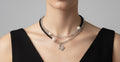 340 - Upcycled Black and Silver Pendant Necklace