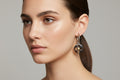 483 - Upcycled Silver Flower Pendant Hoop Earrings with Dangle