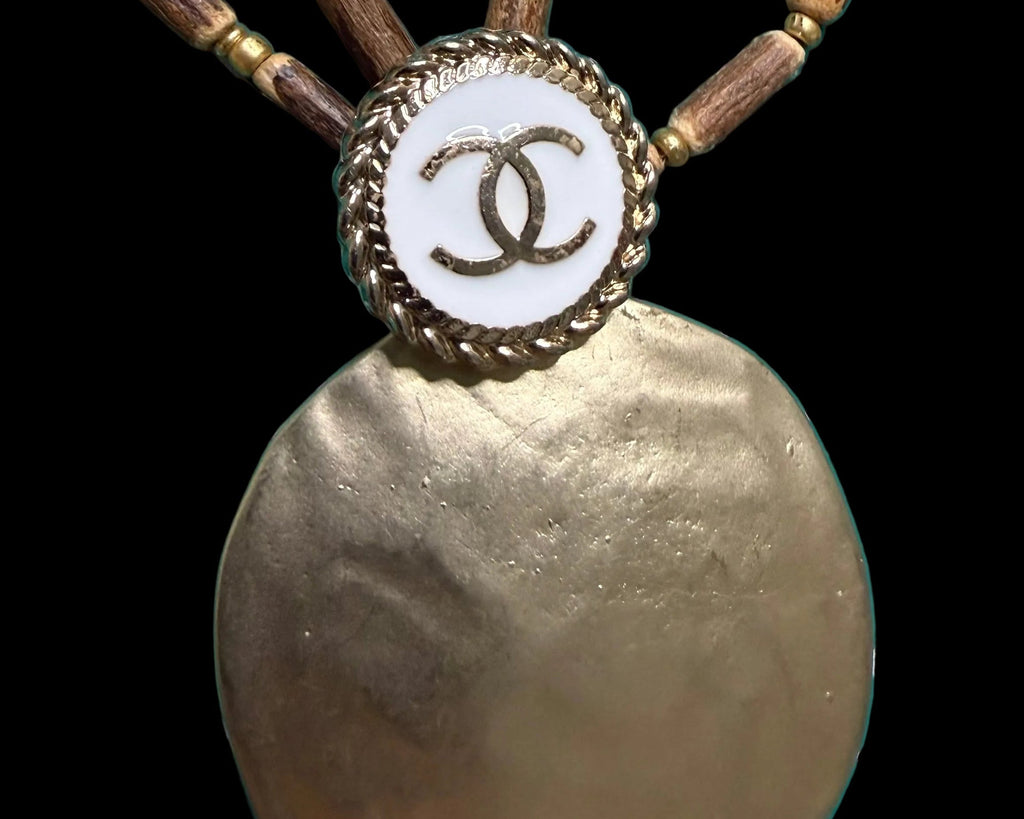 331- Upcycled Faux Leather Pendant Necklace