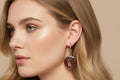 438 - Upcycled Gold Maroon Donut Huggy Earrings