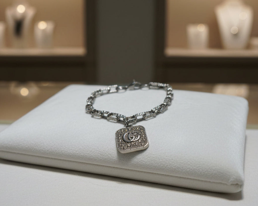 75 - Upcycled Silver Pendant Bracelet