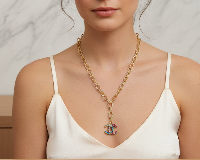 134 - Upcycled Gold Pendant Necklace