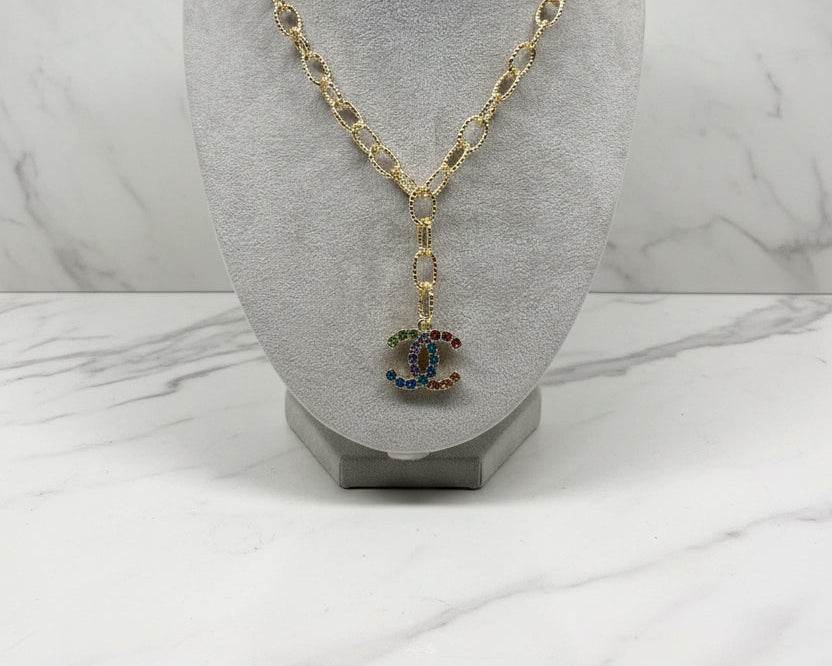 134 - Upcycled Gold Pendant Necklace