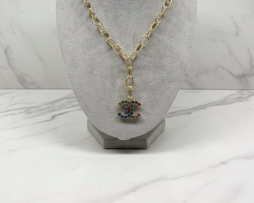 134 - Upcycled Gold Pendant Necklace